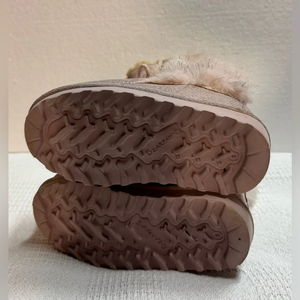 BEARPAW Pink Suede & Sheepskin Sophie Toddler Boots Size 9